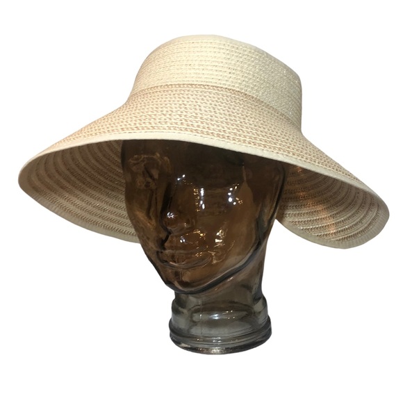 Magid Hats Straw Sun Visor Hat Roll Up Bow Closure - Picture 2 of 8
